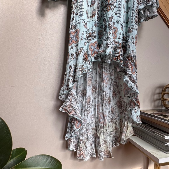 NWT Altar'd State Mint Paisley High Low Maxi Dress XS Gold Boho Fairy Cottage - Picture 3 of 9